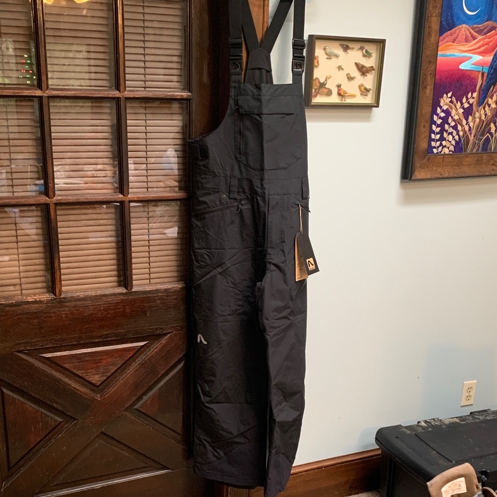 Men's Black Snowman Ski Bib Overalls Flylow